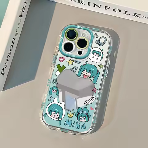 Kawaii Hatsune Miku Kagamine Rin/Len Cartoon Mirror Silicone IPhone Phone Case Anime Creative Makeup