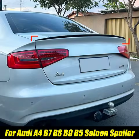 For Audi Accessories A4 B8 B9.5 B5 B6 B7 Saloon 2004+ Car Rear Trunk Spoiler Wing Gloss Black Soft P