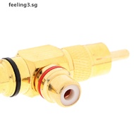 {FEEL} 1Pcs Gold Plated 1 Male to 2 Female RCA Copper Splitter Adapter AV Video Audio