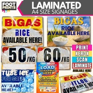 A4 Laminated Signage Waterproof para sa Sari-Sari Store, Tindahan, GCash, E-Load