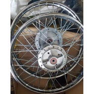 Ex5 / dream / c70 - complete set rim standard ( rim besi + lidi + hub std ) 1.40x17 depan + belakang