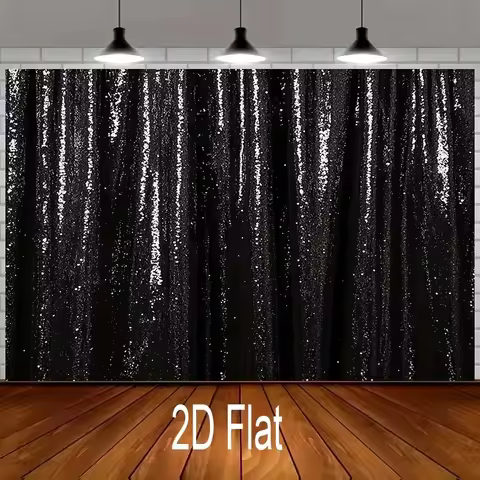 2D Plane - 2D Plane - 1 piece 2D Plane Banner - Shiny Black sequin theme background curtainDJH