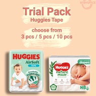 (Trial Pack) Huggies Tape AirSoft/Nature Made Baby Diapers (NB, S, M)