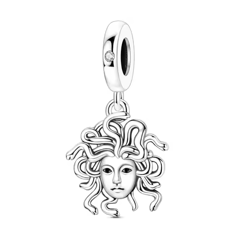 925 Sterling Silver Medusa Charm Greek Mythology Dangle Bead Fit Bracelets Necklace Gothic Mystical 