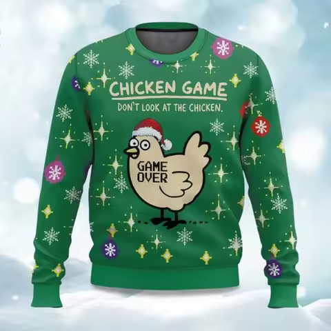 2025 Chicken Game Don’t Look At The Chicken Ugly Christmas Sweater