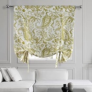 HPD Half Price Drapes Tie-Up Window Shade 46 X 63 Inch Edina Printed Cotton PRCT-TUD09C-63 (1 Panel), Edina Green