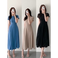Fashionable Round Neck A-line Solid Elegant Dress Bodycon Stylish Church Classy Simple Formal Outfit