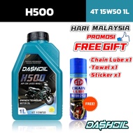 DashOil Premium H500 15W-50 4T 1L (Free Gift) Semi Synthetic SN Motorcycle Engine Oil Minyak Hitam Y