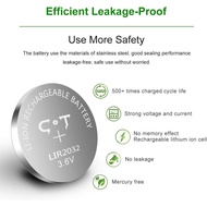 1 piece CT Energy 3.6V LIR2032 lir 2032 lithium ion rechargeable battery 40mah Li-ion button coin ce