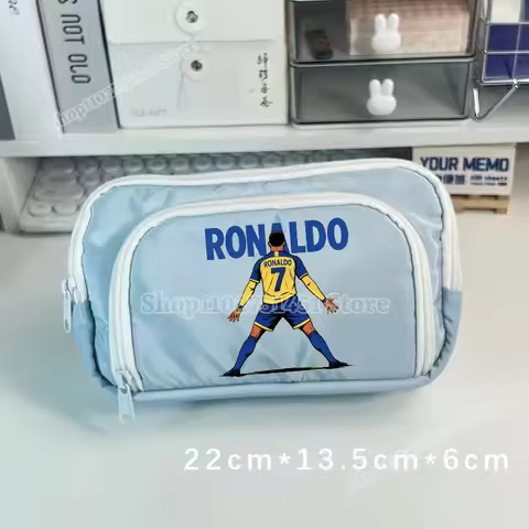 Football Stars Ronaldo CR7 Pencilcase for Students Pencilbag Big-capacity Penbag Stationary Storage 