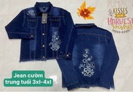 Áo khoát Jean nữ thiêu đính cườm 50-75kg