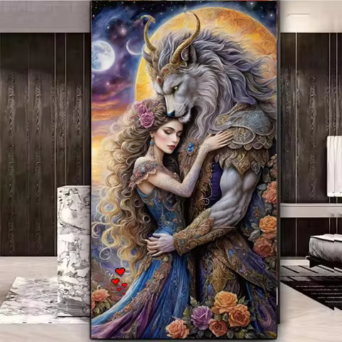 Beauty and Beast diy Diamond Painting Kits for Adults,Diamond Art For Beginner,Full Diamond Mosaic F