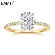 EAMTI 3CT 925 Sterling Silver Oval Cut Cubic Zirconia CZ GOLD Wedding Promise Rings Engagement Rings