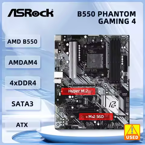 ASRock B550 PHANTOM GAMING 4 Motherboard AMD B550 Socket AM4 support Ryzen 5 5500 5700G 4600GE 3400G