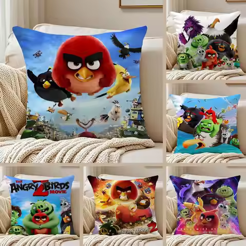 Popular Cartoon Crazy-A-Angry Birds-Game Anti-dustmite Pillowcase Invisible Zipper Silky Short Plush