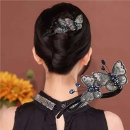 FL10.23 National Style Hair Accessories Butterfly Embroidery Twist Clip High-End Back Head Hair Clip