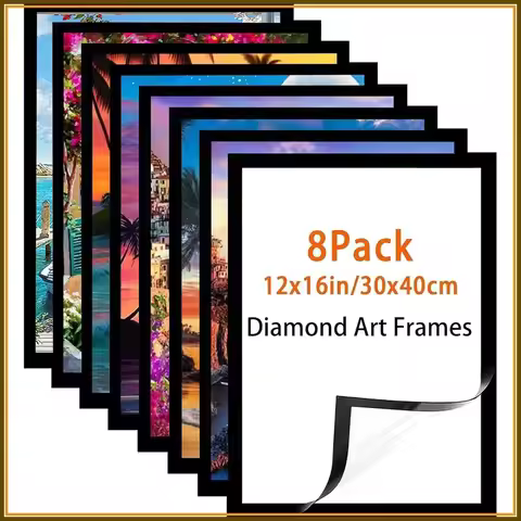Diamond Art Frame 12x16 Inch, 30x40 cm Painting Frame for 10x14 Picture, Magnetic Self-Adhesive, 8 P