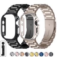 TPU case stainless steel strap, suitable for iWatch strap 41mm 45mm 49mm metal wrist strap cover IWatch series Ultra 8 7 bumper bracelet