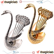 MAGICIAN Swan Spoons, with 6 Spoons Creative Swan Base Stand Spoons, Table Decoration Elegant Stirri