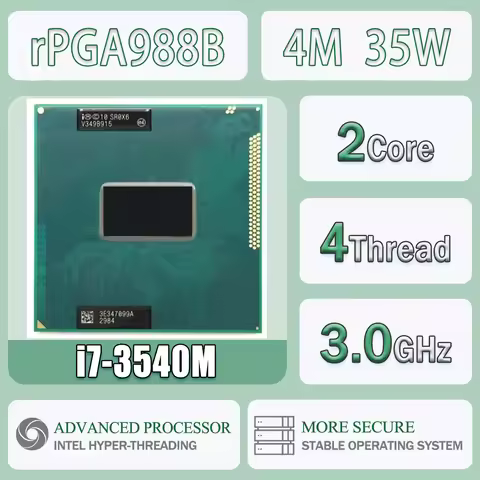 Intel Core I7-3540M 3.0GHz 2 Cores 4 Threads 4M 35W I7 3540M Computer CPU Processor Server Socket G2