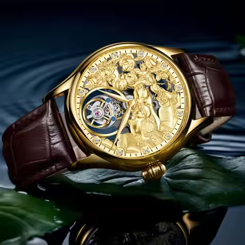 AESOP Real Tourbillon Skeleton Watch For Men Top Brand Luxury Mechanical Watches Waterproof Sapphire