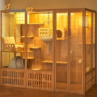 Cat Villa Large Cat Cage Home Luxury Indoor Cat House Customized Cat Condo Villa Panoramic Glass Cat