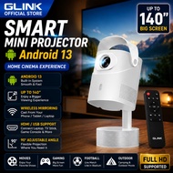 GLINK Smart Mini Projector Android 13 WiFi Home Cinema Wireless Screen Mirroring HDMI USB Up To 140"