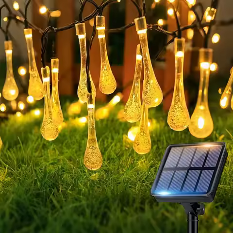 20/30/50 LED Outdoor Solar Light String Water Droplet Ball Light 8 Modes Solar Water Droplet Light f