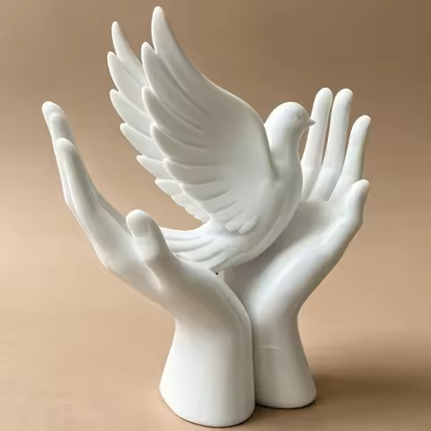 1 Mini Hand of Peace Statue Ornament, Decorative Craft, Exquisite and Creative Dove of Peace Collect