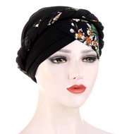 Floral Stitching Braids Multicolor Soft Headscarf Cap Muslim Chemotherapy Cap 2.11.27