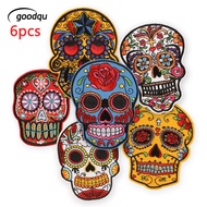 6pcs Big Size Large Skull Iron On Patches For Clothes Embroidered Sewing Jackets Fabrics Stickers Pa