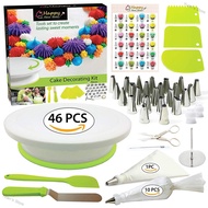 Yuan's Store 46Pcs/Pack Cake Decorating Kit Cake Turntable Set Plastic Baking Tool Cake DIY