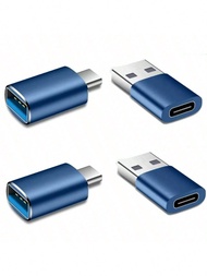 ที่แปลงสาย 4 แพ็ค [2*Type C เมีย เป็น A ชาย ตัวแปลงชาร์จ] & [2*Type C ชาย เป็น USB เมีย] สำหรับ Appl