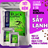 (Combo 3 túi 200g) Cà phê sấy lạnh BLACK COFFEE  Cafe đen hòa tan nguyên chất 100% Robusta