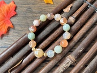 【奶茶】天然櫻花瑪瑙 14K包金設計款手鍊