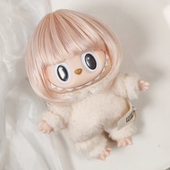 Bubble Mart labubu labubu High Temperature Silk Wig Heart Macaron Doll labubu Wig Cover Vinyl Face F