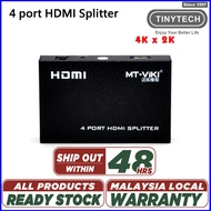 4 PORT HDMI 2.0 – 4K SPLITTER 4K*2K 4 PORT HDMI 2.0 SPLITTER W/ SOLID METAL CASE TINYTECH (H20/SP104