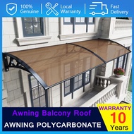 Malaysia Fast Shipping Sunshield Awning Polycarbonate Dark Brown Awning Balcony Roof Canopy W200cm×D80cm Door &amp; Window &amp; Yard Awning Rumah - KWY