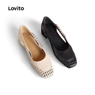 Lovito Elegant Boat Shoes Flash Diamond Soft Sole Shoes Light Luxury Boat Shoes for Women LFA89054