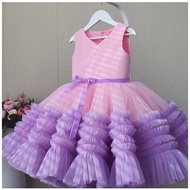 Princess Dress for Kids Girl 2 Years Old Birthday Outfit Pink Purple Sleeveless Lace Cake Dress Flower Girl Wedding Party Gown 1-7 Yrs Children Clothes