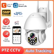 Tuya Smart Life 5MP PTZ IP Camera 5G/2.4GHZ WiFi Outdoor Waterproof AI Human Auto Tracking Audio Sec