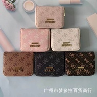 GUESS Home ใหม่กระเป๋าสตางค์สั้นกระเป๋าสตางค์ Ling Wen การพิมพ์สีทึบเรียบง่ายโลโก้ยุโรปและอเมริกาเนื้อกระเป๋าหลายสี828