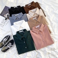 Rena|Short Cotton Furry |Lapel Buttoned Shirt _ Casual/Multicolor/Versatile/Shirt/Top/Package Color 