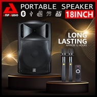 18 Inch Portable Ampaudio Bluetooth Portable Speaker with Karaoke System