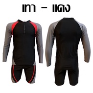 ชุดว่ายน้ำ ชุดว่ายน้ำแขนยาว ขาสั้น ชุดว่ายน้ำหญิง ชาย ทอม สีดำ ซิปหน้า สินค้าพร้อมส่งด่วน ขนาด M L X