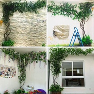 Leaves Branches Tree Vines Fake Flowers Vines Rattans Indoor Living Room Wall Balcony Green Plant Wa