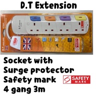 DT Extension Socket with Switch Protector 4 Gang 3M with Safety Mark