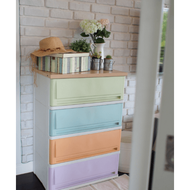 Global House UP ตู้ลิ้นชักท็อปไม้ 4 ชั้น 42x63x90 ซม. รุ่น SUMO-WOODTOP สีวินเทจ รับประกันของเเท้!