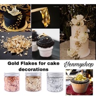 Makanan Emas Edible Gold Flakes 3g | Edible Silver Flake | Sprinkles | Gold Leaf Flakes | Edible Gol