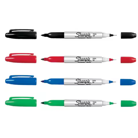 4colors Sharpie Permanent Marker Oil Paint Marker Pens Dual Tip Ultra Fine Fabric Paint on CD Metal 